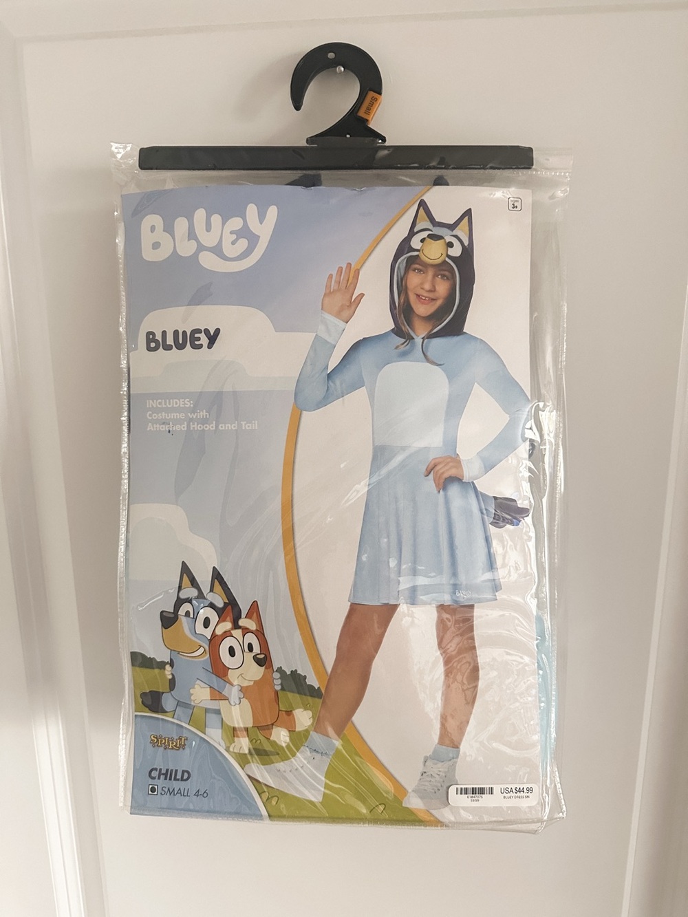 Spirit Brand Bluey Light Blue and White Kids Costume - Size Small (4-6)